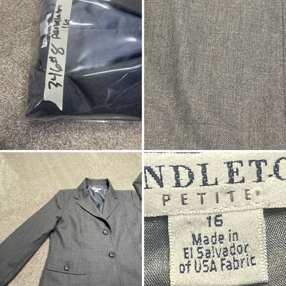 Pendleton womens 2 button blazer sz 16p gray 100% Virgin Wool jacket - Picture 9 of 12